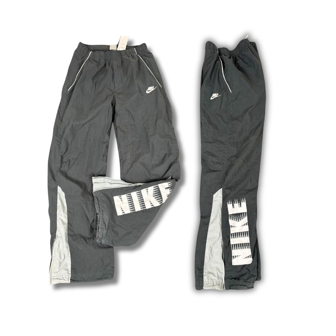 Vintage Y2K Nike Track Pants Men's M Grey Piping Spell Out Joggers Wide Leg