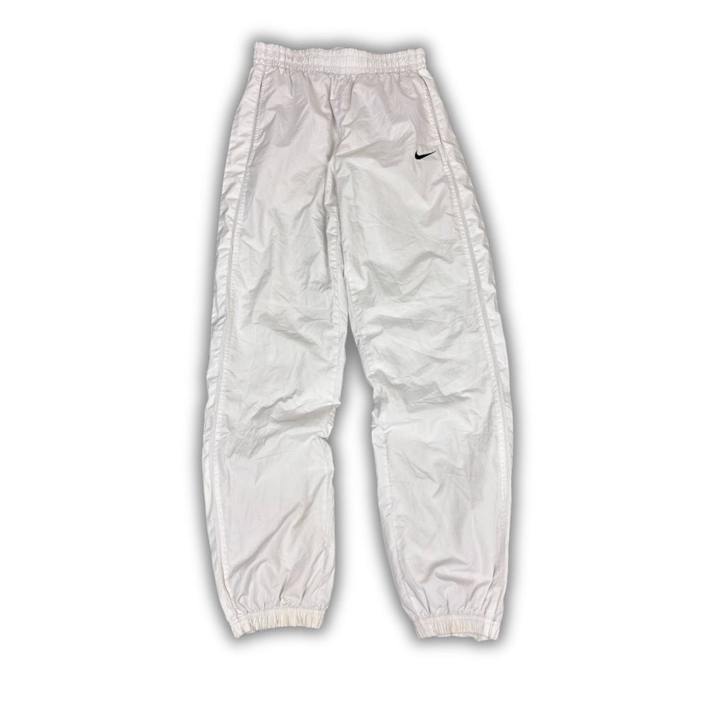 Vintage Y2K Nike Track Pants Women's S White Black Swoosh Mesh Panels Tapered