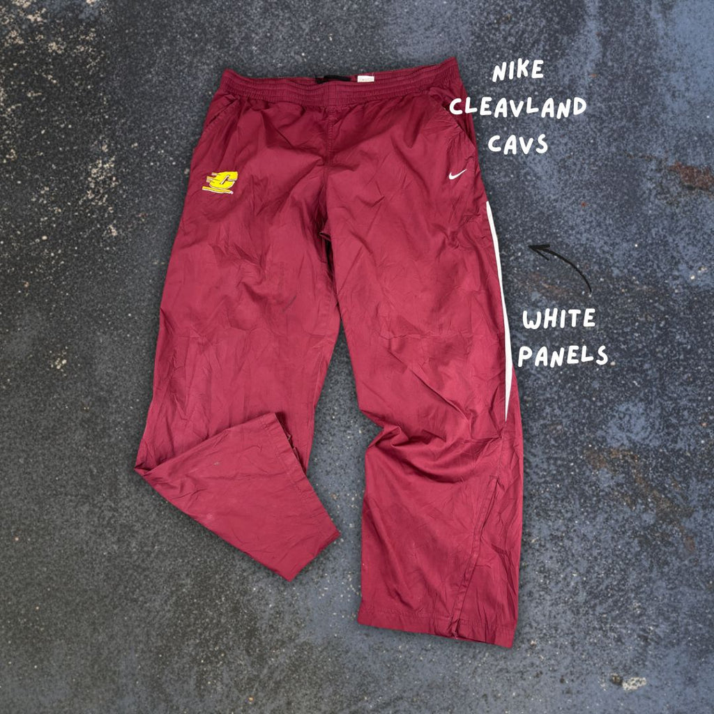 Vintage Y2K Nike Cleveland Cavs Track Pants L Maroon Yellow White Warm-Up Windbreakers