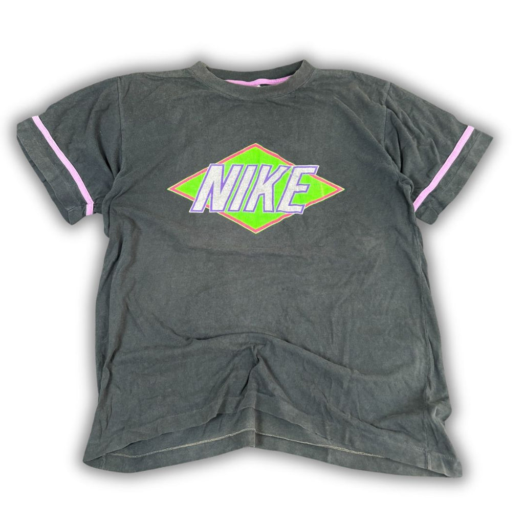 Vintage 90's Nike T-shirt Men's L Black Single Stitch Spell Out Tee Crew Neck
