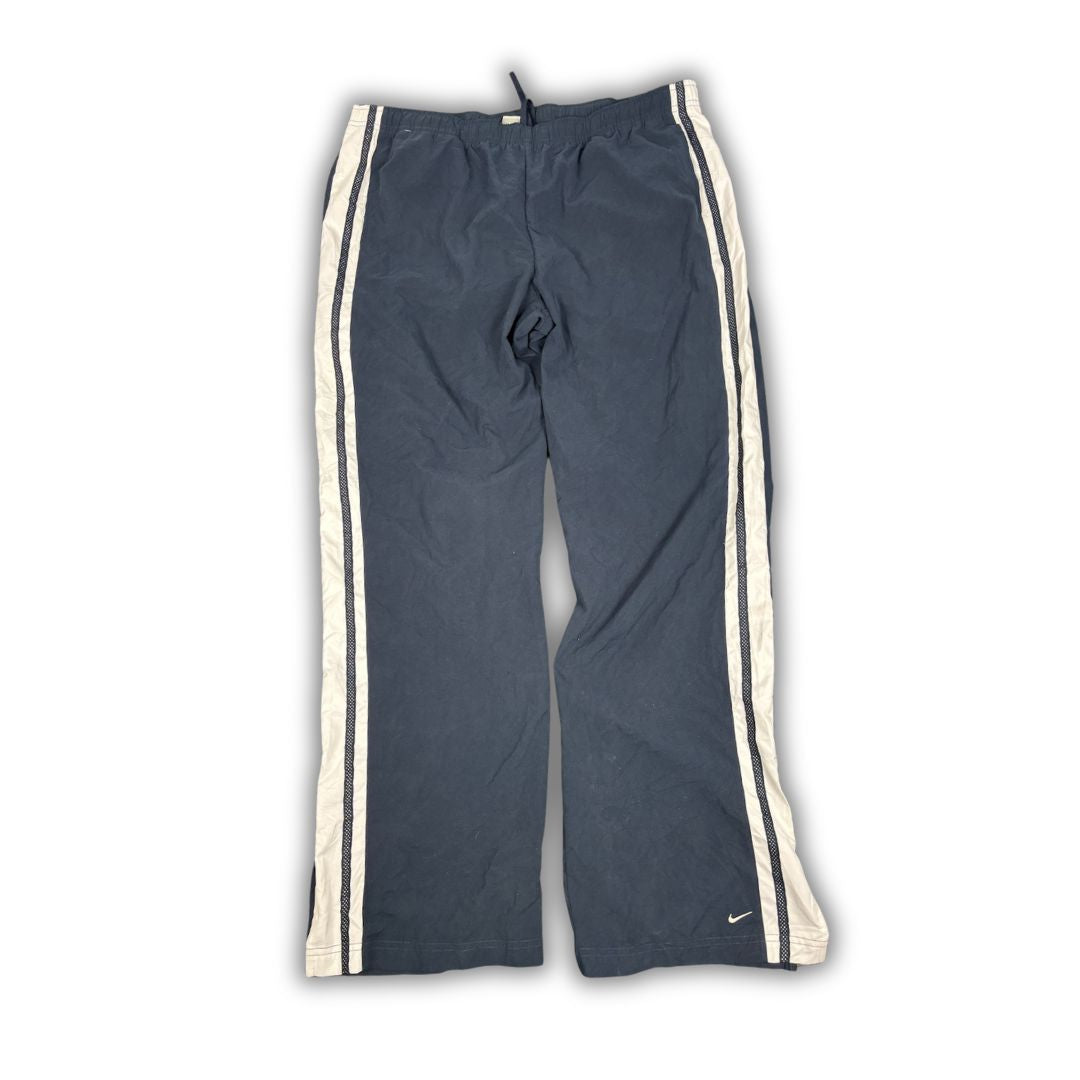 Vintage Y2K Nike Track Pants Women's XL Navy White Panel Ankle Swoosh Joggers