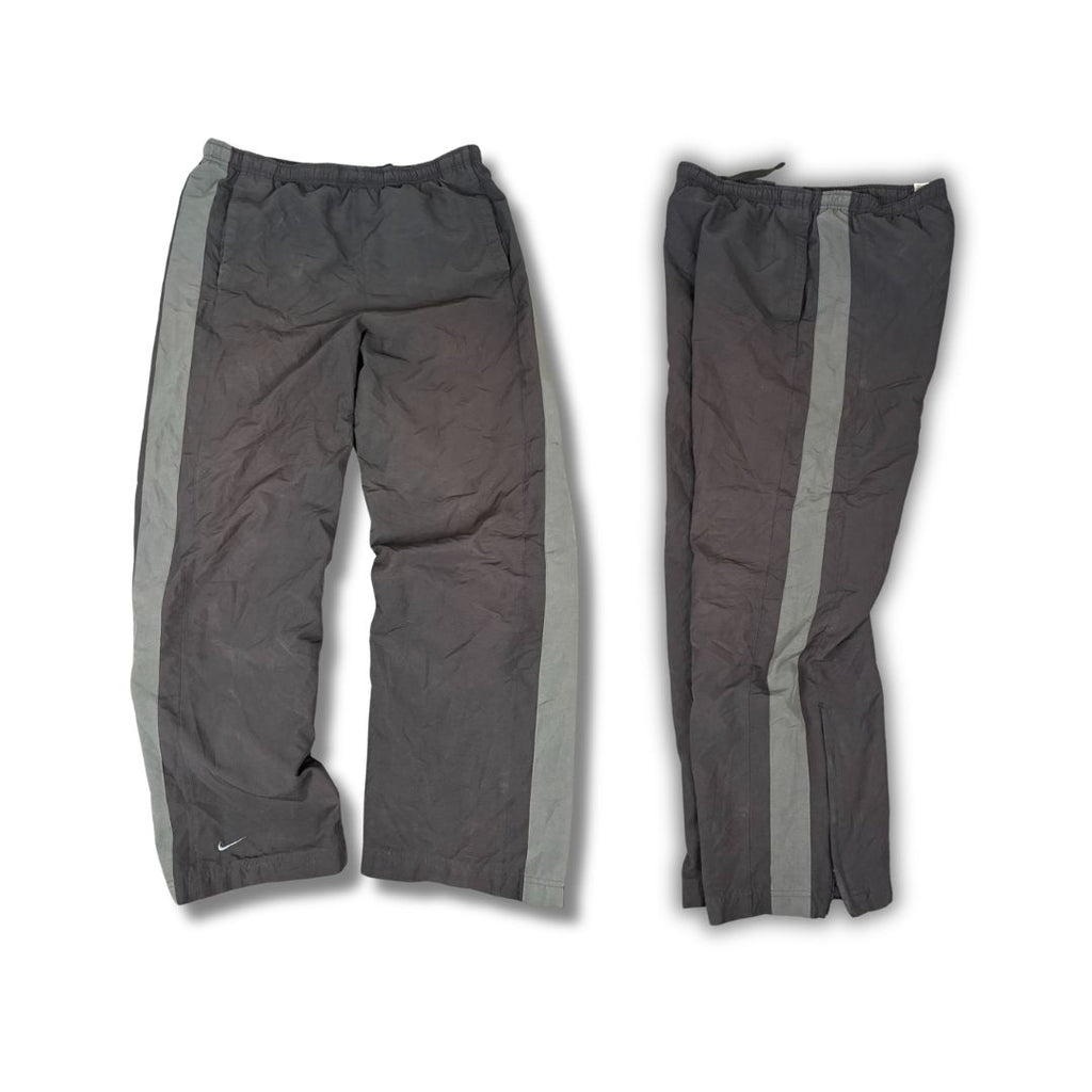 Vintage Y2K Nike Track Pants Men's L Black Grey Panels Swoosh Joggers Wide Leg
