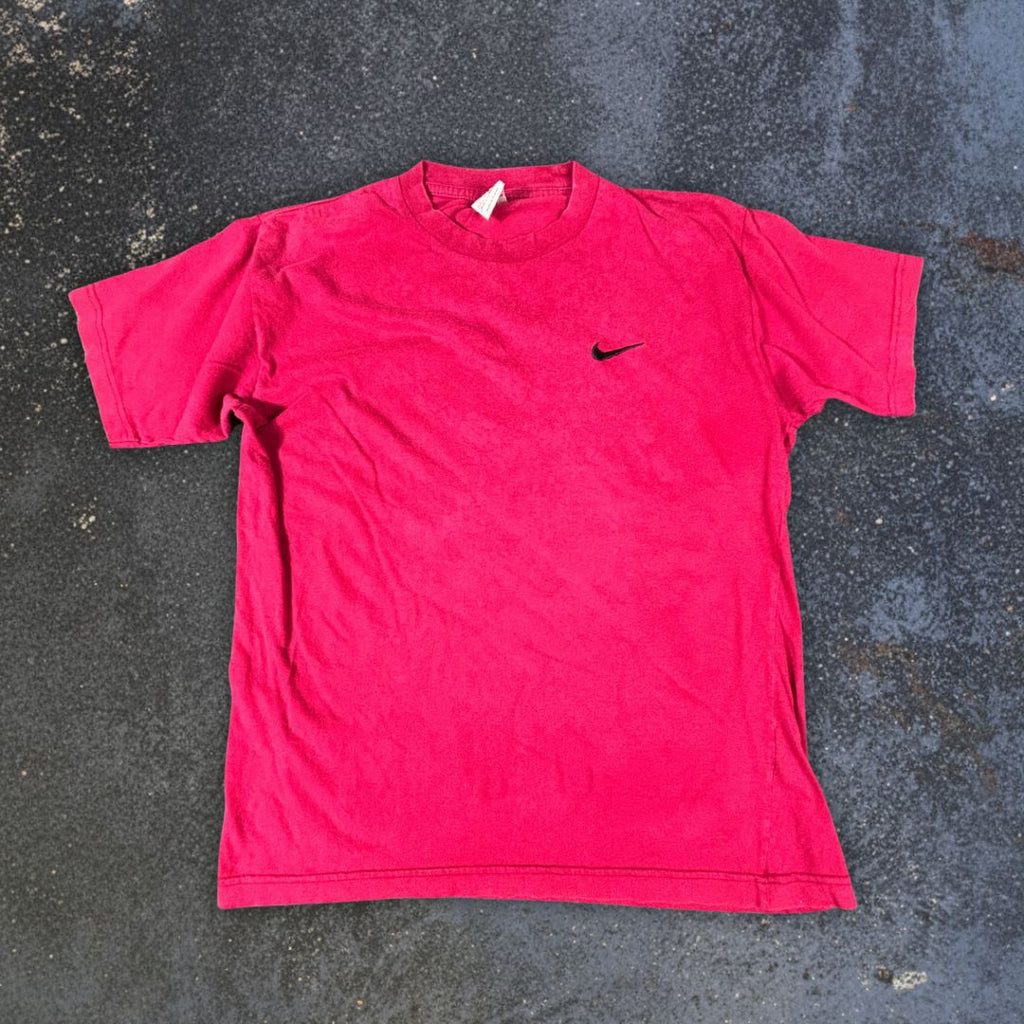 Vintage 90s Nike T-Shirt Men’s L Red Black Swoosh Classic Crew Neck