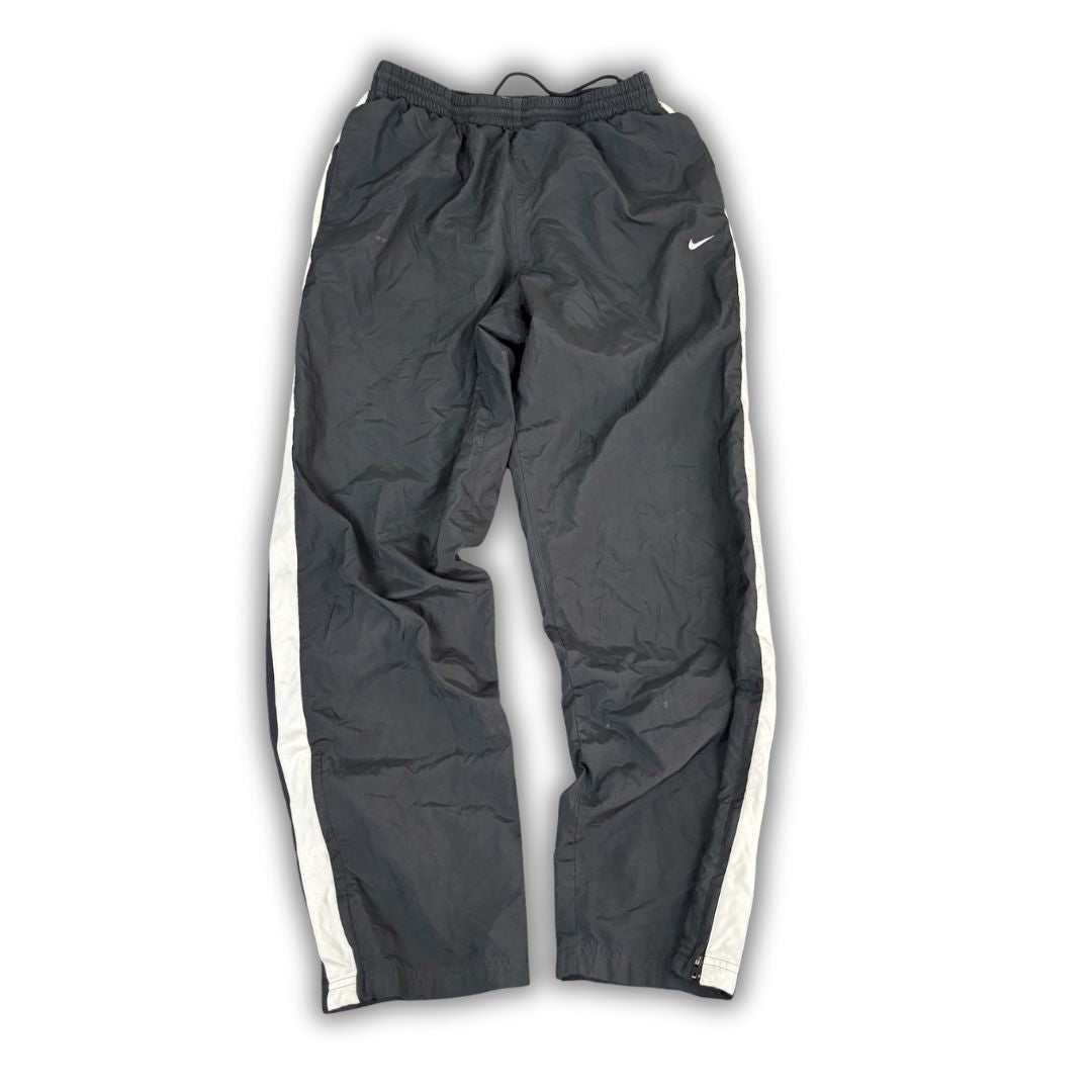 Y2K/10s Nike Track Pants Men's M Black White Panel Swoosh Joggers Wide Leg