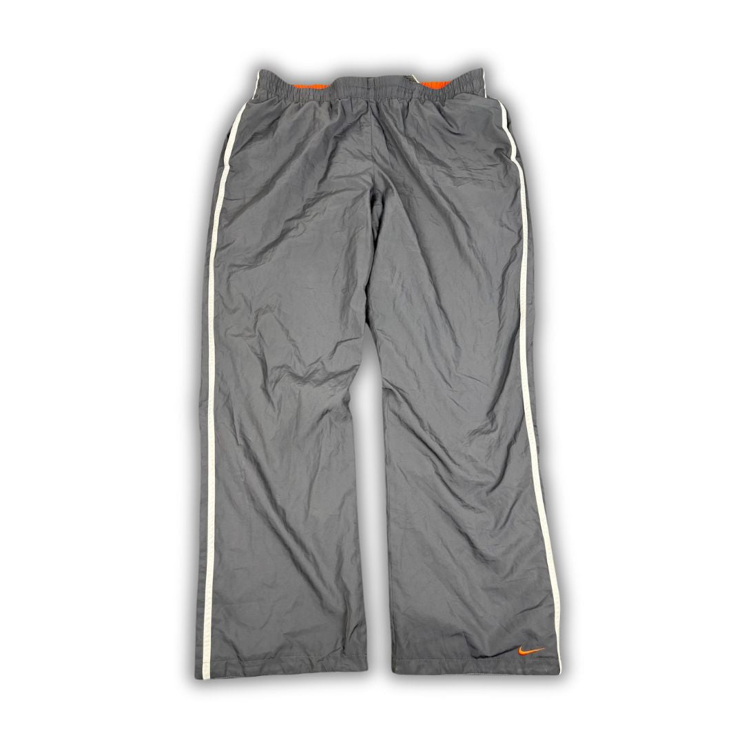 Vintage Y2K Nike Track Pants Women's L Grey White Piping Orange Ankle Swoosh