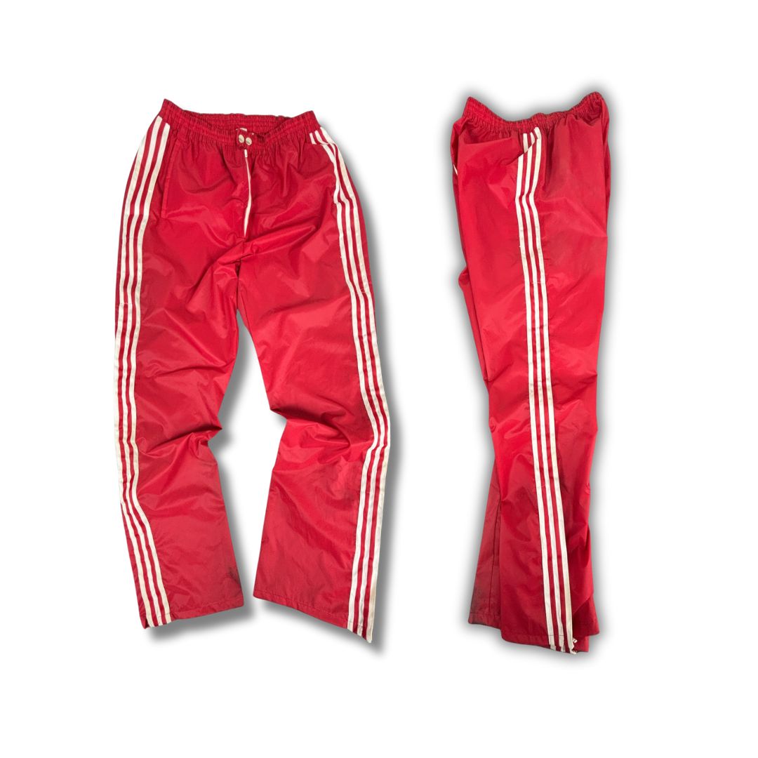 Vintage 80's Adidas Track Pants Women's S/M Red White 3 Stripe Button Zip Joggers Straight Leg