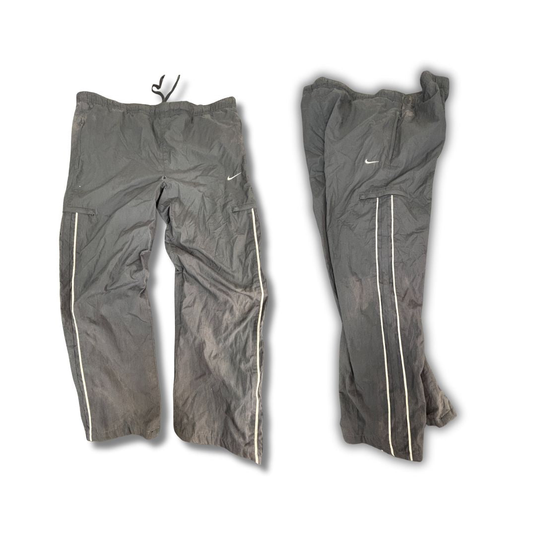 Vintage Y2K Nike Cargo Track Pants  Men's XL Grey White Piping Swoosh Baggy Joggers