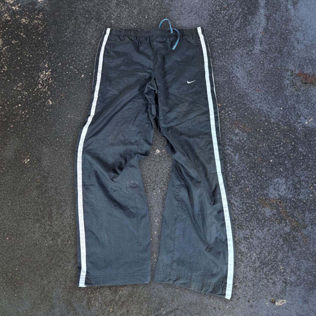 Vintage Y2K Adidas Track Pants Size M Black White 3-Stripes Wide