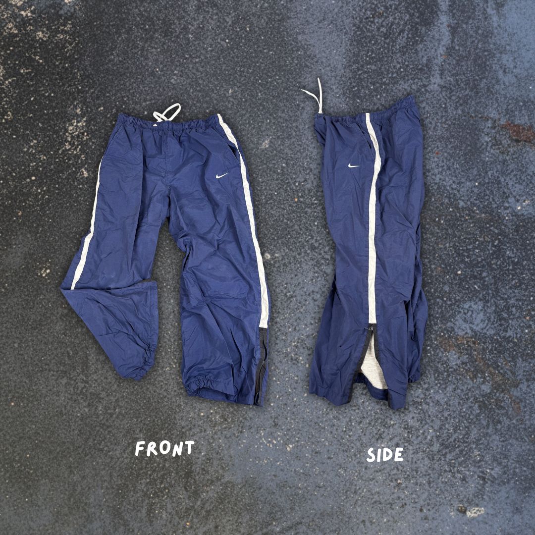 Vintage Y2K Nike Track Pants Womens M Navy White Detail 3/4 Length Wide Leg