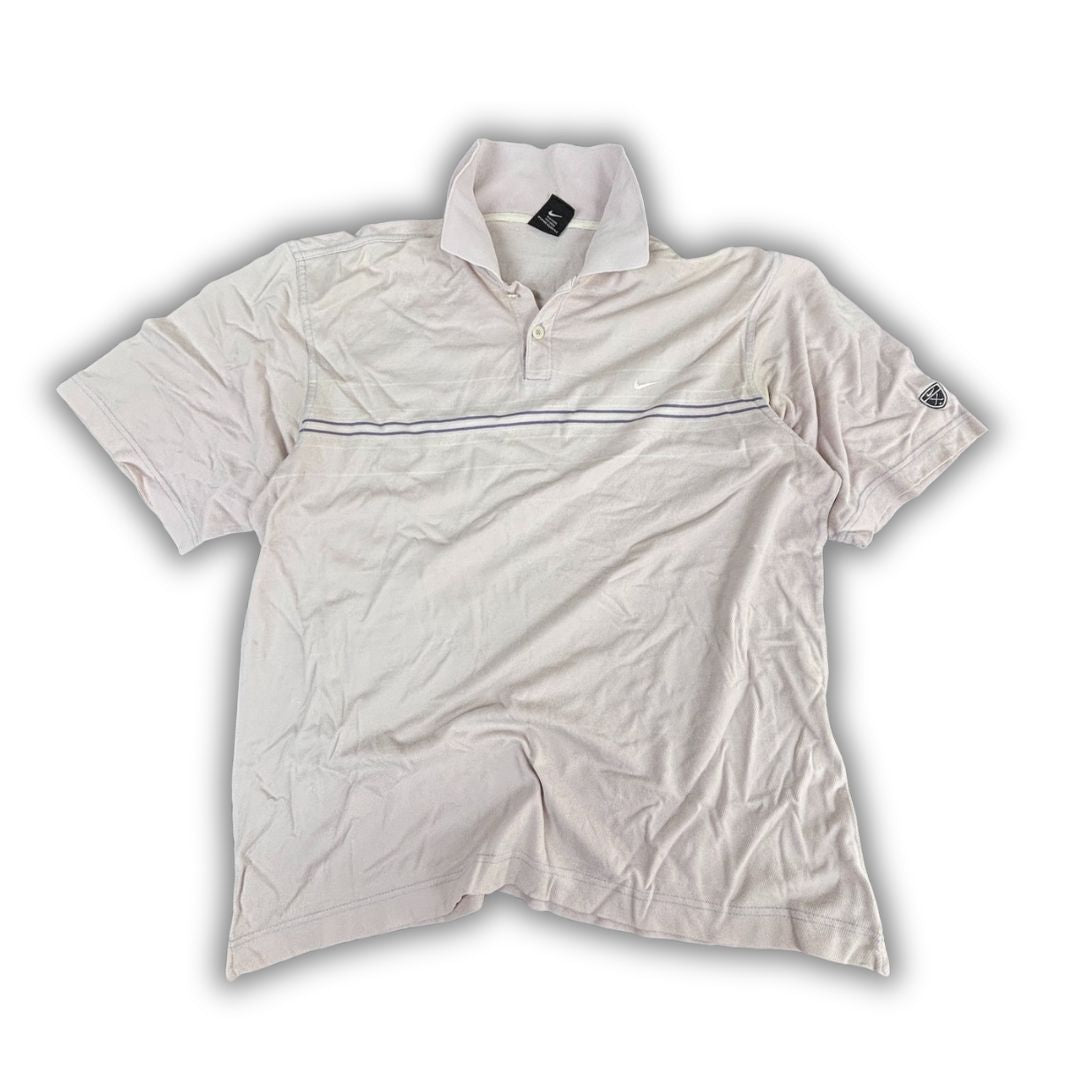 Vintage Y2K Nike Golf Polo Men's L Pink Grey Purple Stripe Swoosh T-shirt Collared