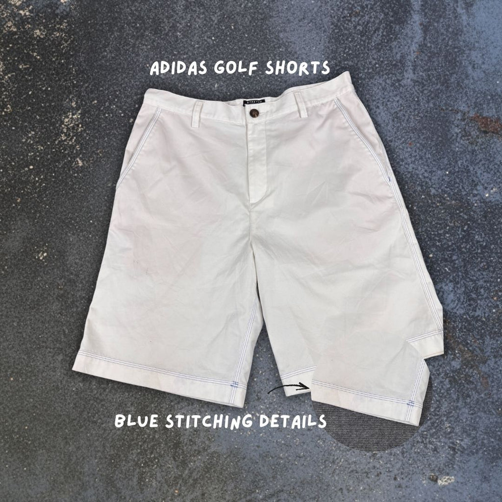 Adidas Climacool Golf Shorts Size 32 White Blue Stitching Logo