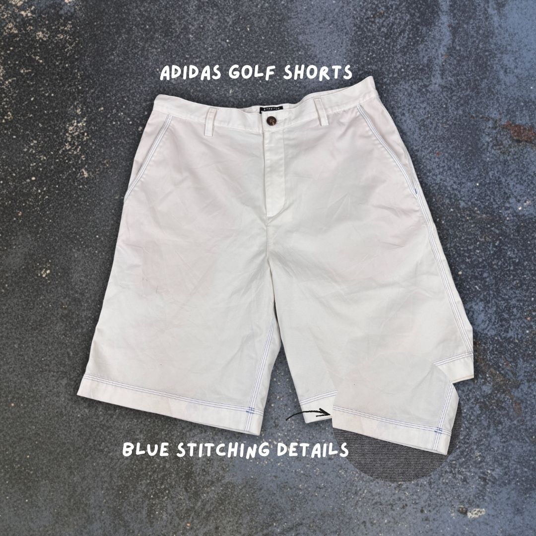 Adidas Climacool Golf Shorts Size 32 White Blue Stitching Logo