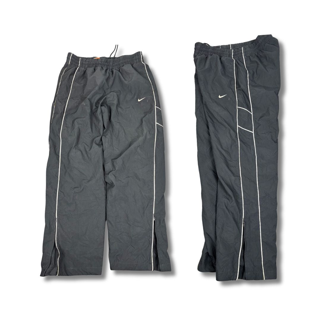 Vintage Y2K Nike Track Pants Men's L Black White Double Piping Swoosh Baggy Joggers