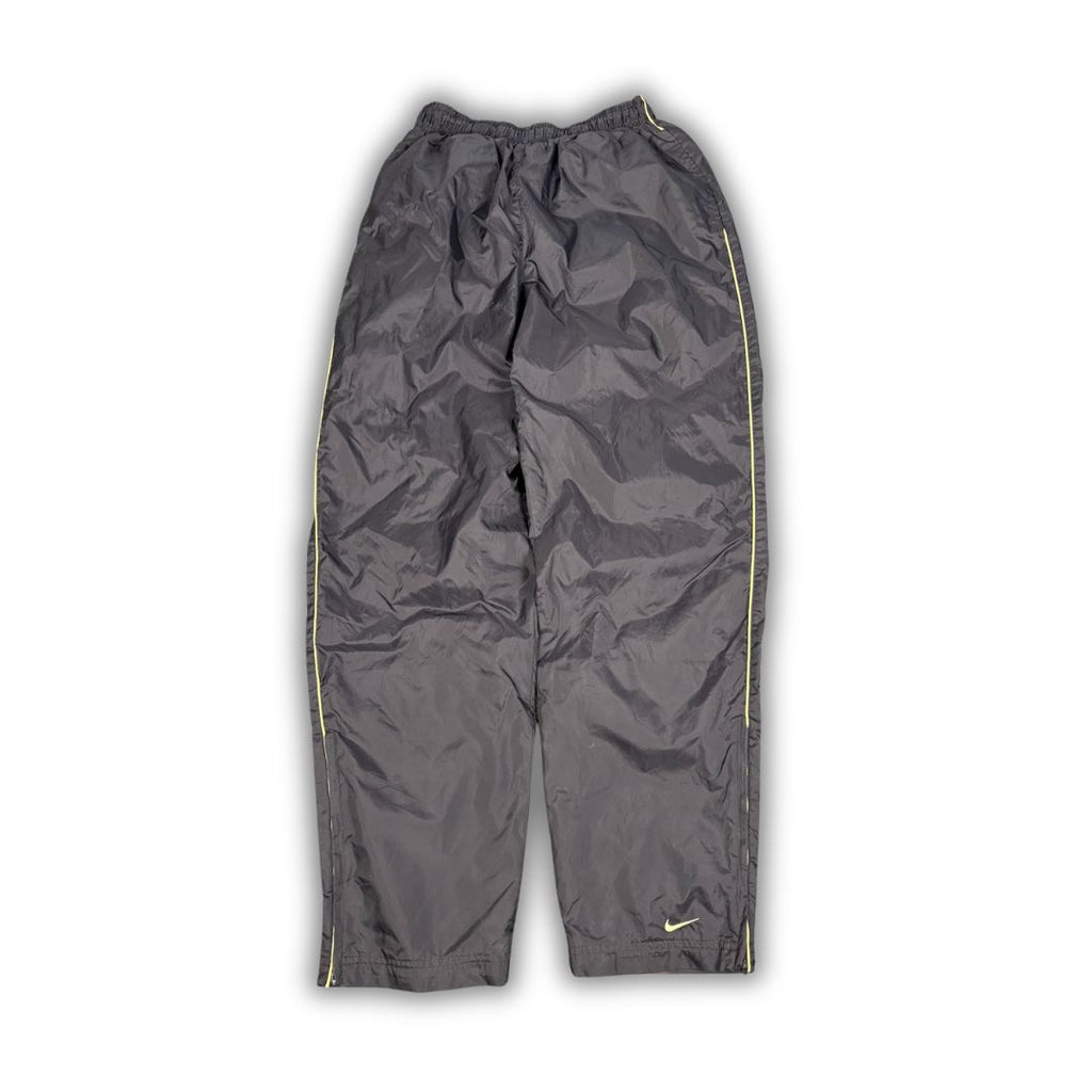 Vintage Y2K Nike Track Pants Women's S Dark Grey yellow piping ankle swoosh  Straight Leg