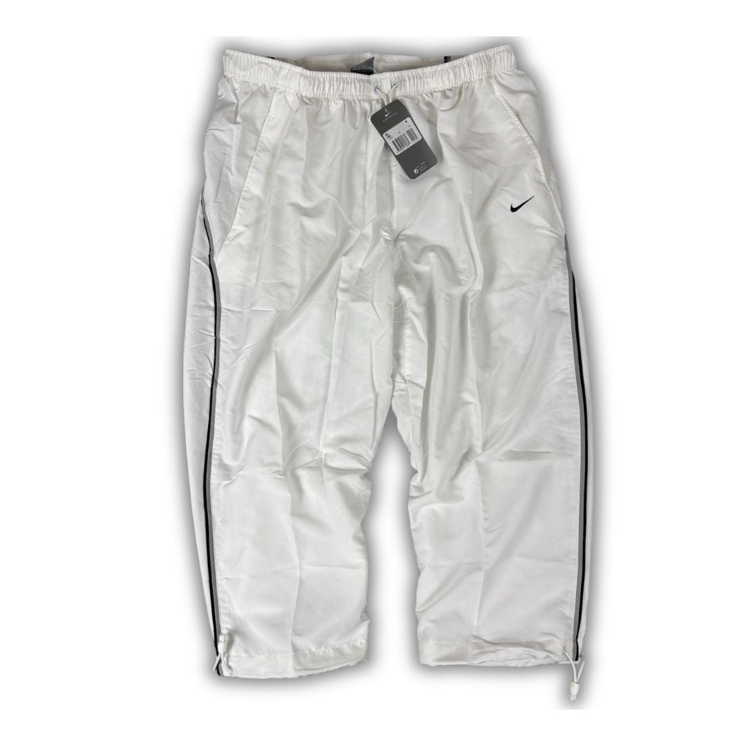 Vintage Y2K Nike 3/4 Track Pants Men's XXL White Black Grey Piping Deadstock Joggers Wide Leg