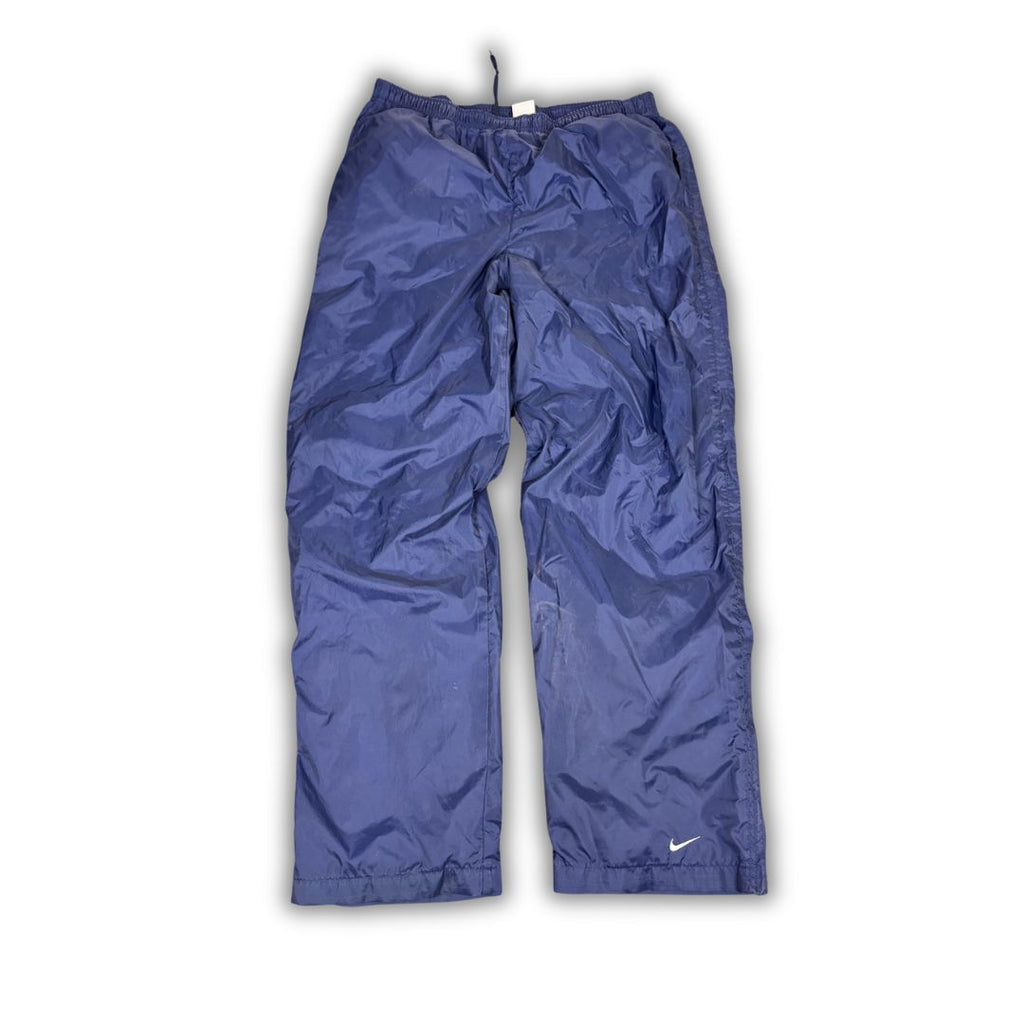 Vintage Y2K Nike Track Pants Men's L Navy White Swoosh Joggers Wide Leg