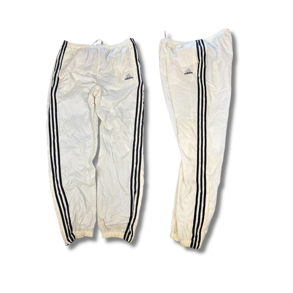 Vintage 90's Adidas Track Pants Men's L White black 3 stripe logo lightweight joggers
