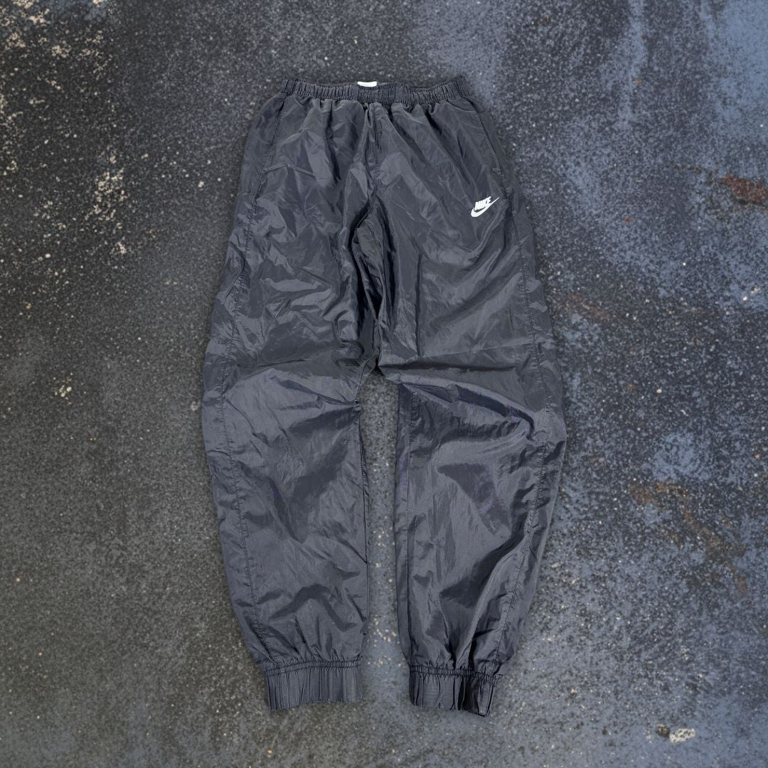 Nike Track Pants Size S Black White Logo Straight Tapered Cuffed Classic Windbreakers