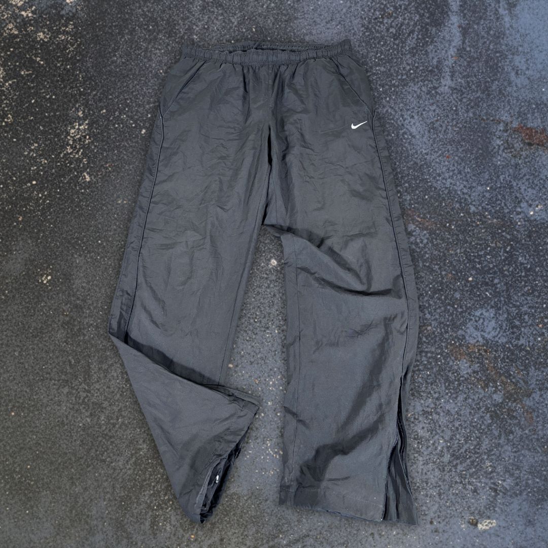 Nike Track Pants Size XL Black White Swoosh Ankle Zip Windbreakers