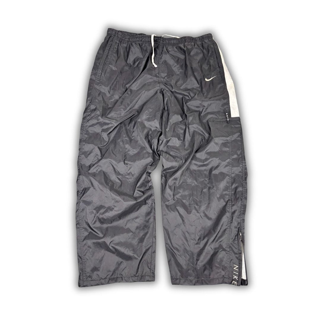 Vintage 90's Nike Cargo Track Pants Men's XXL Black White Swoosh Spell Out Joggers Wide Leg