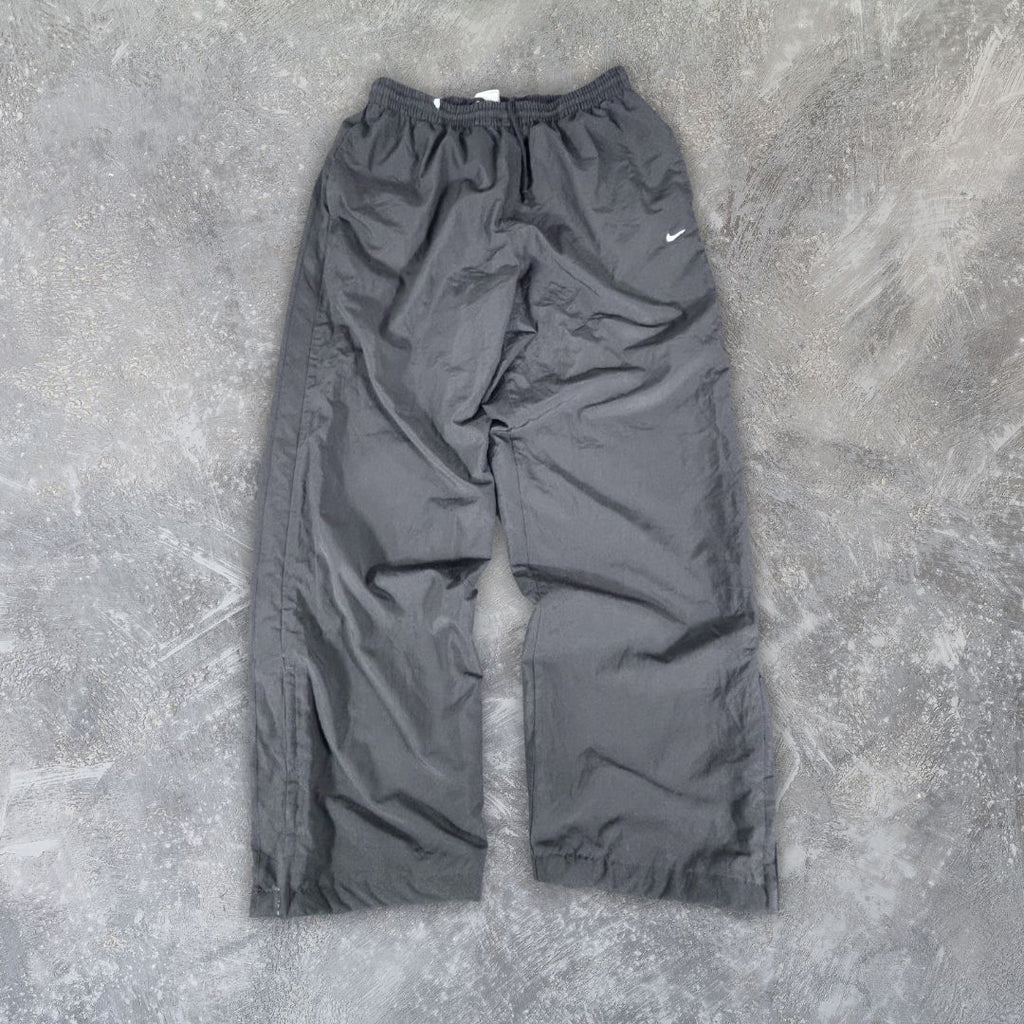 Vintage Y2K Nike Track Pants Size L Black White Swoosh Wide Leg Classic Windbreakers