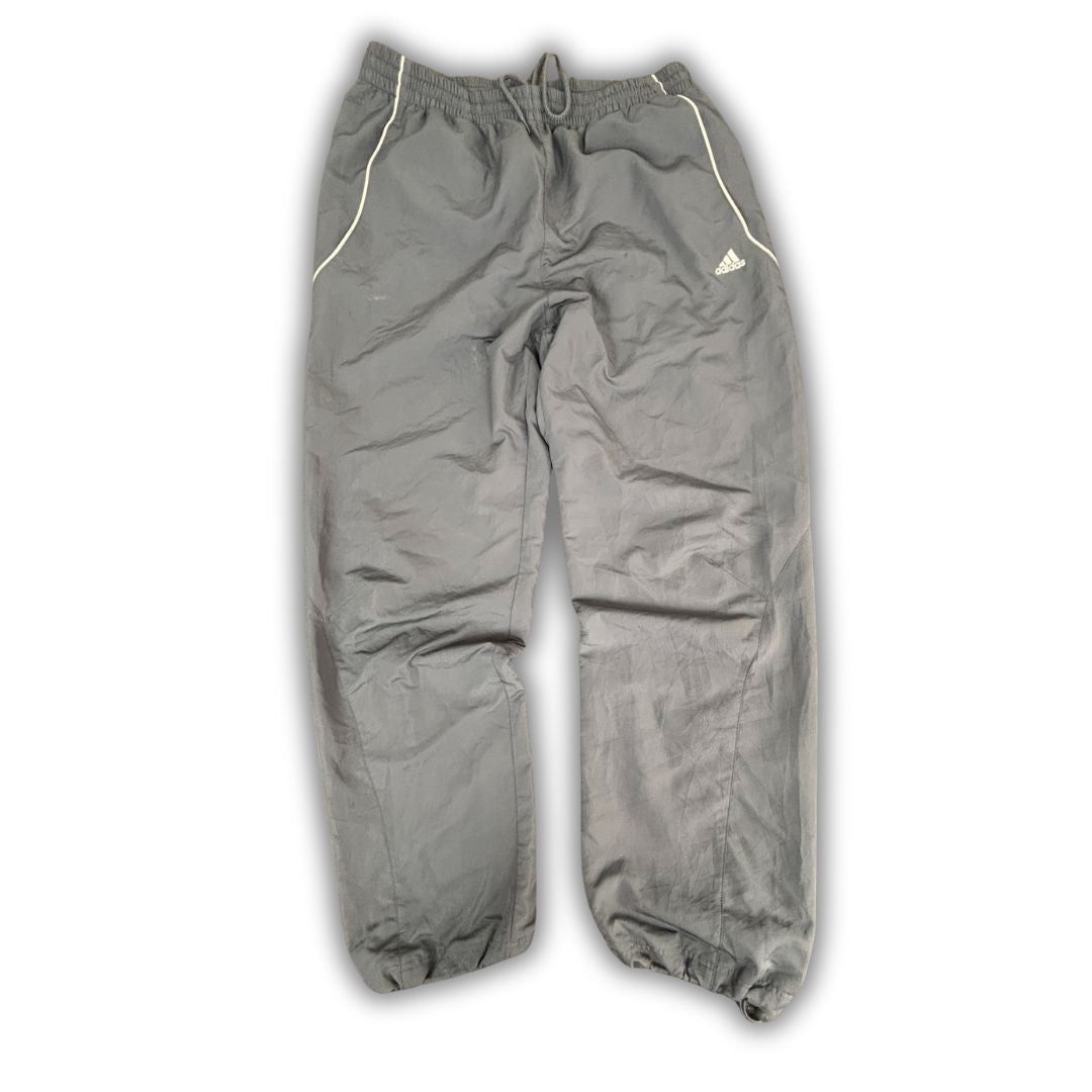 Vintage Y2K Adidas Track Pants Men's L Grey White Piping Bungee Tabs Joggers Wide Leg