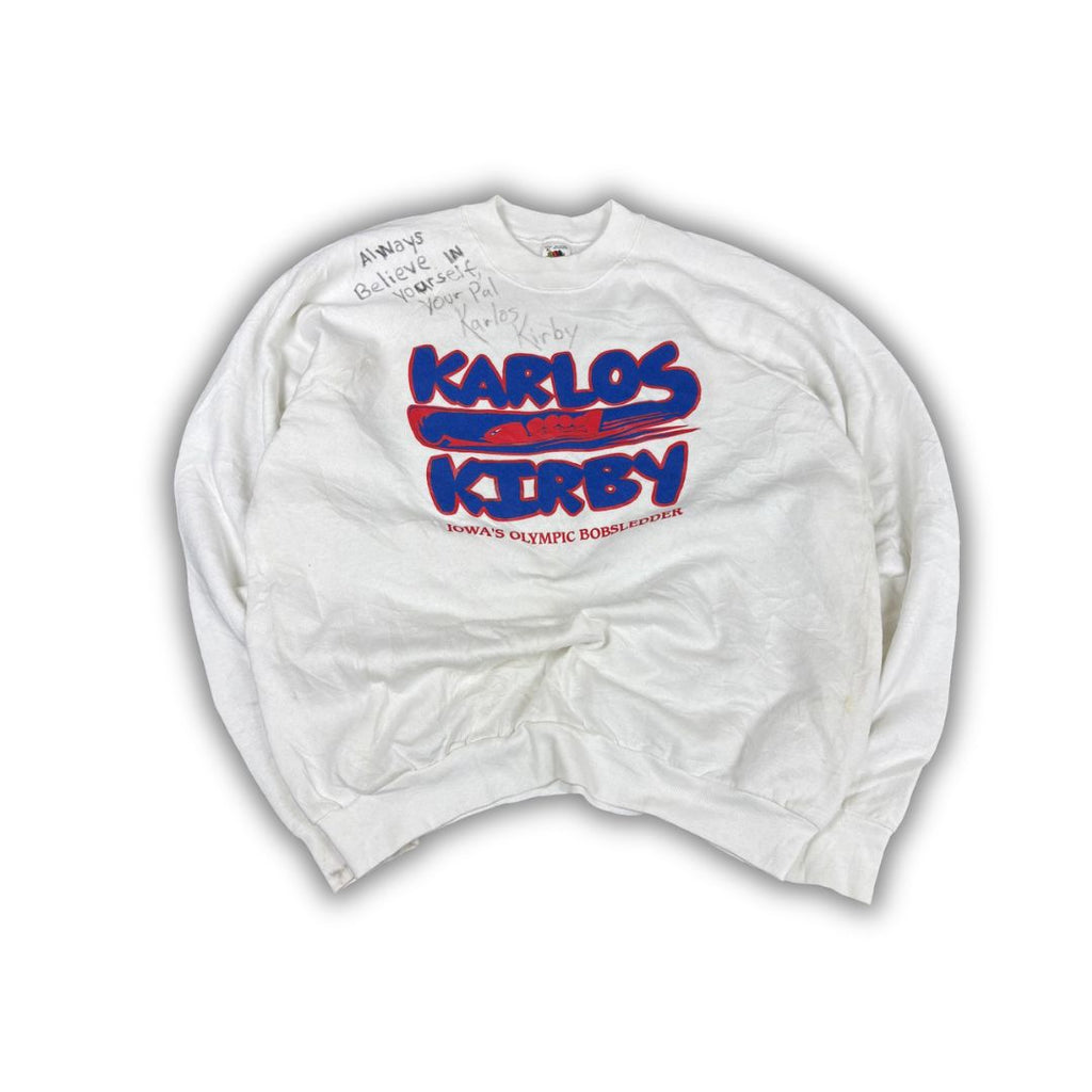 Vintage 90's Fruit of the Loom Jumper Men's XL White USA Bobslead Team Signed Sweatshirt Crew Neck