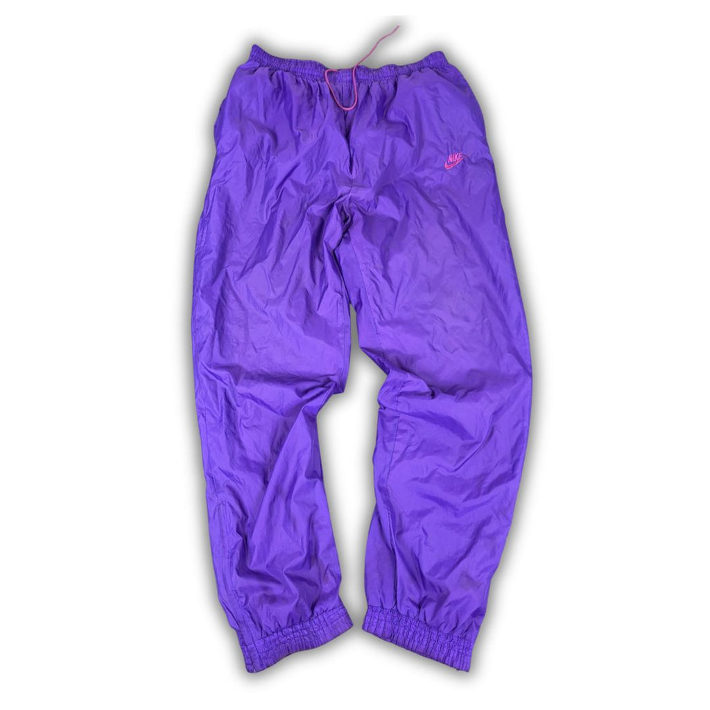 Vintage 90's Nike Track Pants Women's L Purple Pink Logo Parachute Joggers Tapered