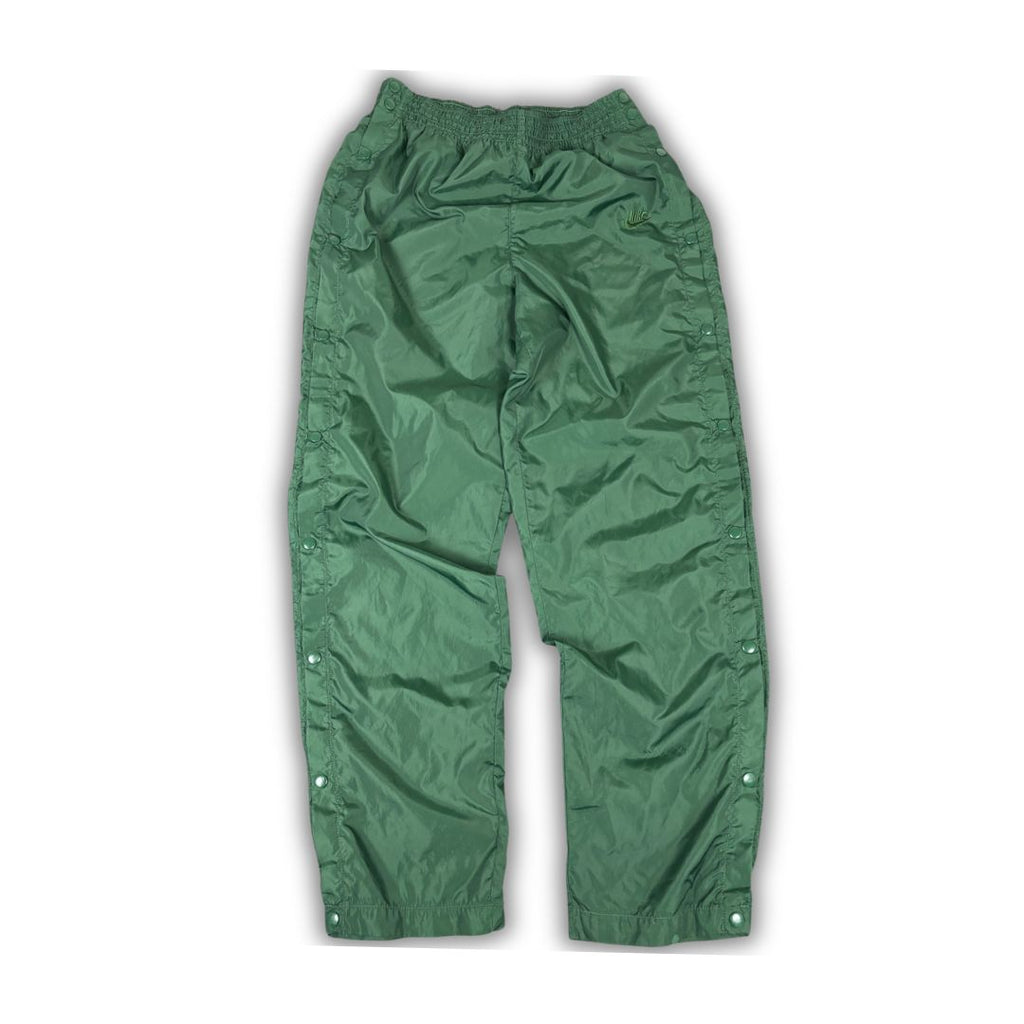 Vintage 90's Nike Track Pants Men's M Green Tear Away Embroidered Logo Joggers Wide Leg