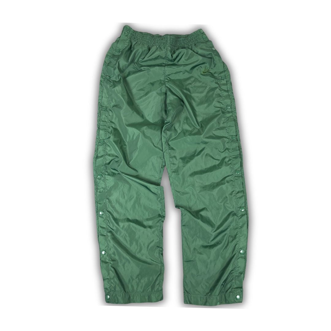 Vintage 90's Nike Track Pants Men's M Green Tear Away Embroidered Logo Joggers Wide Leg