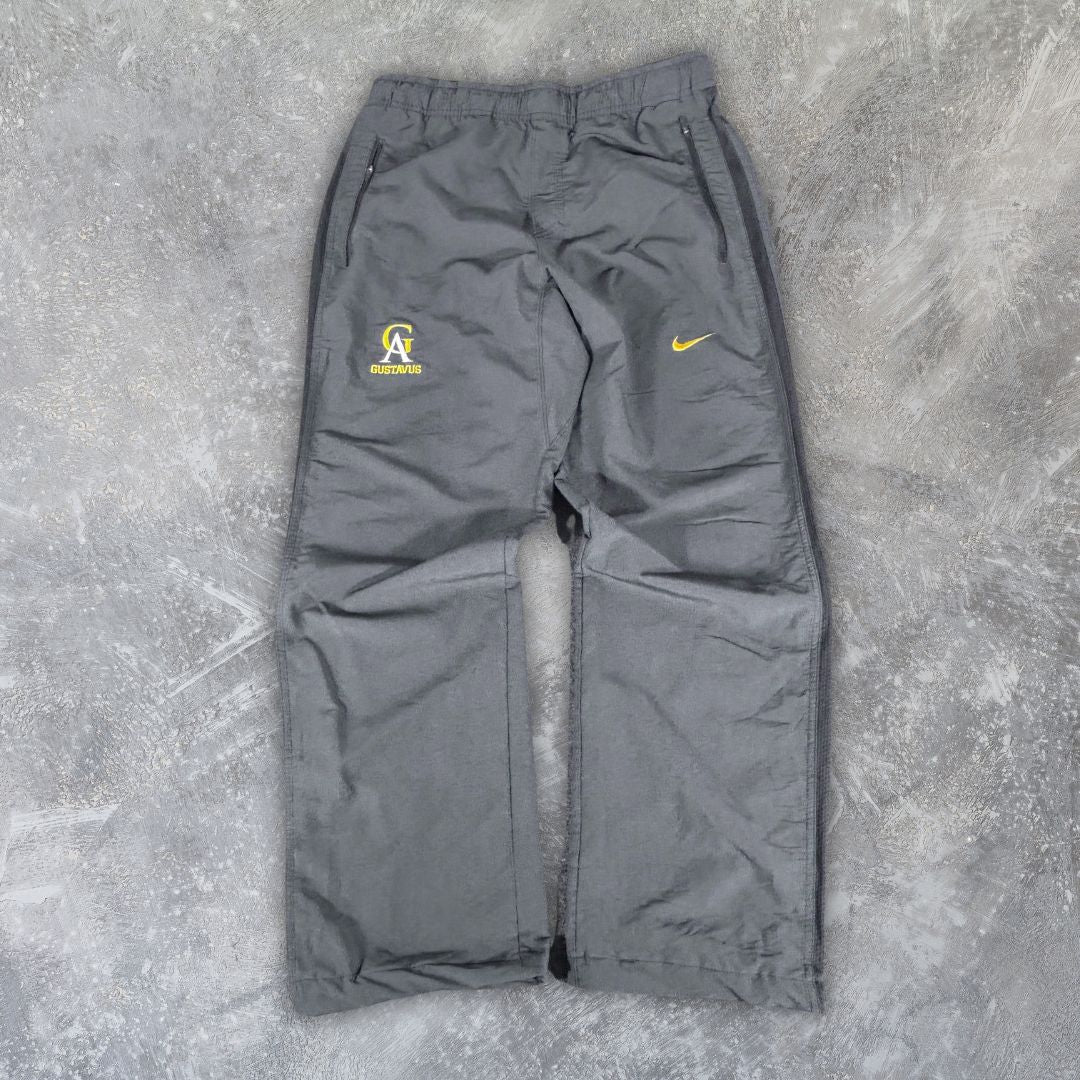 Vintage Late Y2K / 10s Nike Track Pants Size XL Grey Yellow Detail Wide Leg