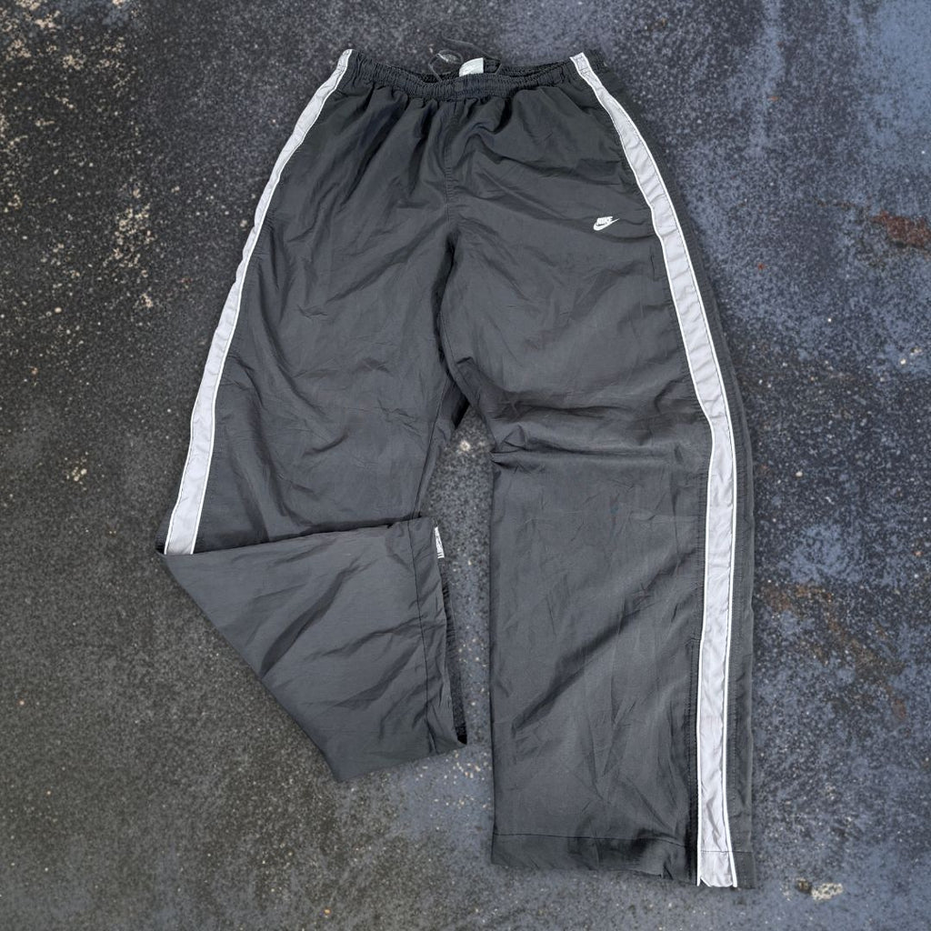 Vintage Y2K Nike Track Pants Men’s L Double Grey White Piping Baggy Wide Leg