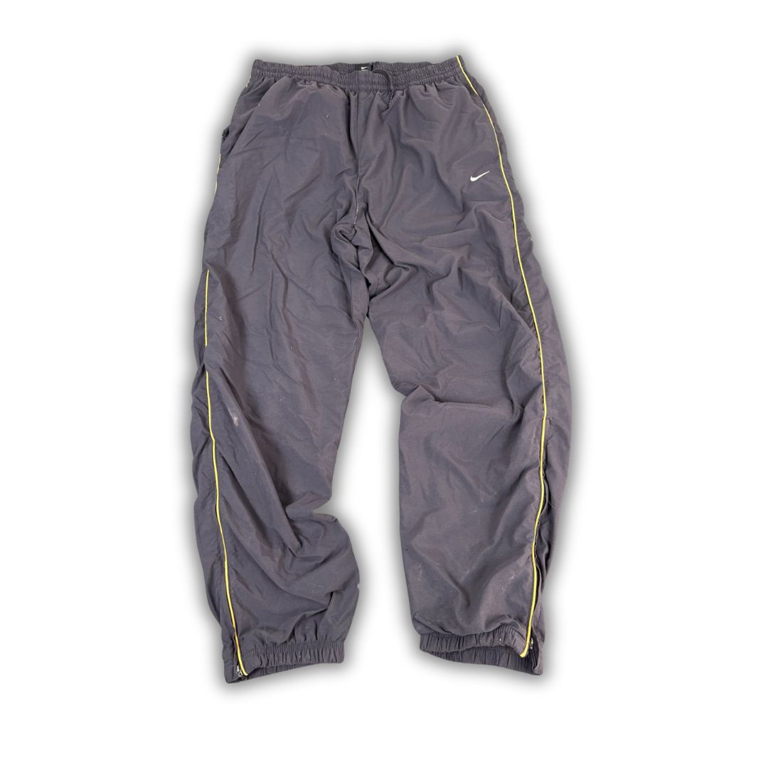 Vintage Y2K Nike Court Track Pants Men's L Blue Grey Yellow Piping Cuffed Joggers Wide Leg