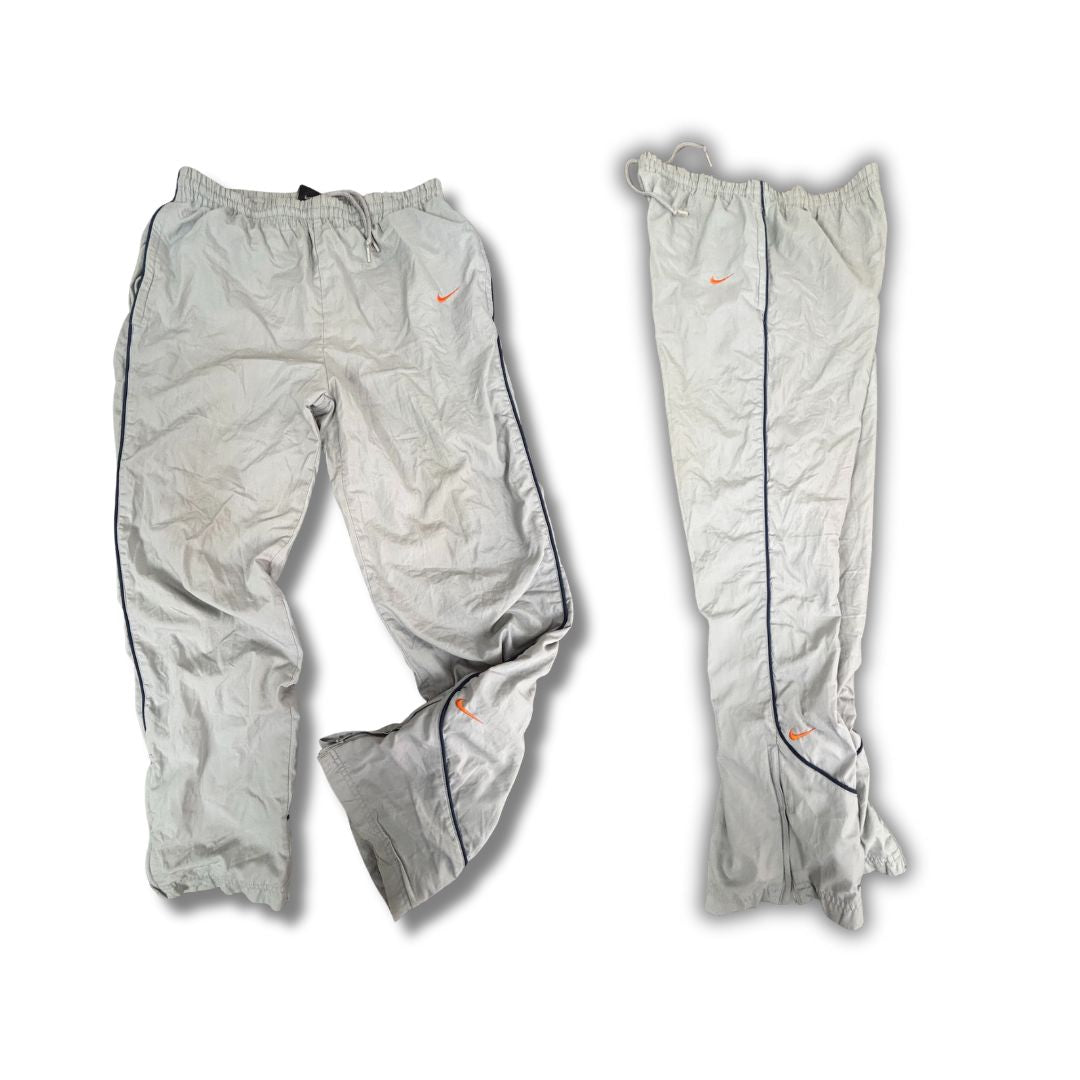 Vintage Y2K Nike Track Pants Women's XL Grey Navy Piping Orange Swoosh Joggers
