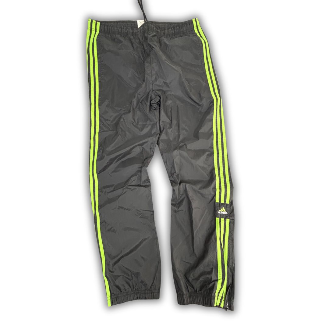 Vintage Y2K Adidas Track Pants Men's L Black Green 3 Stripe Joggers Baggy