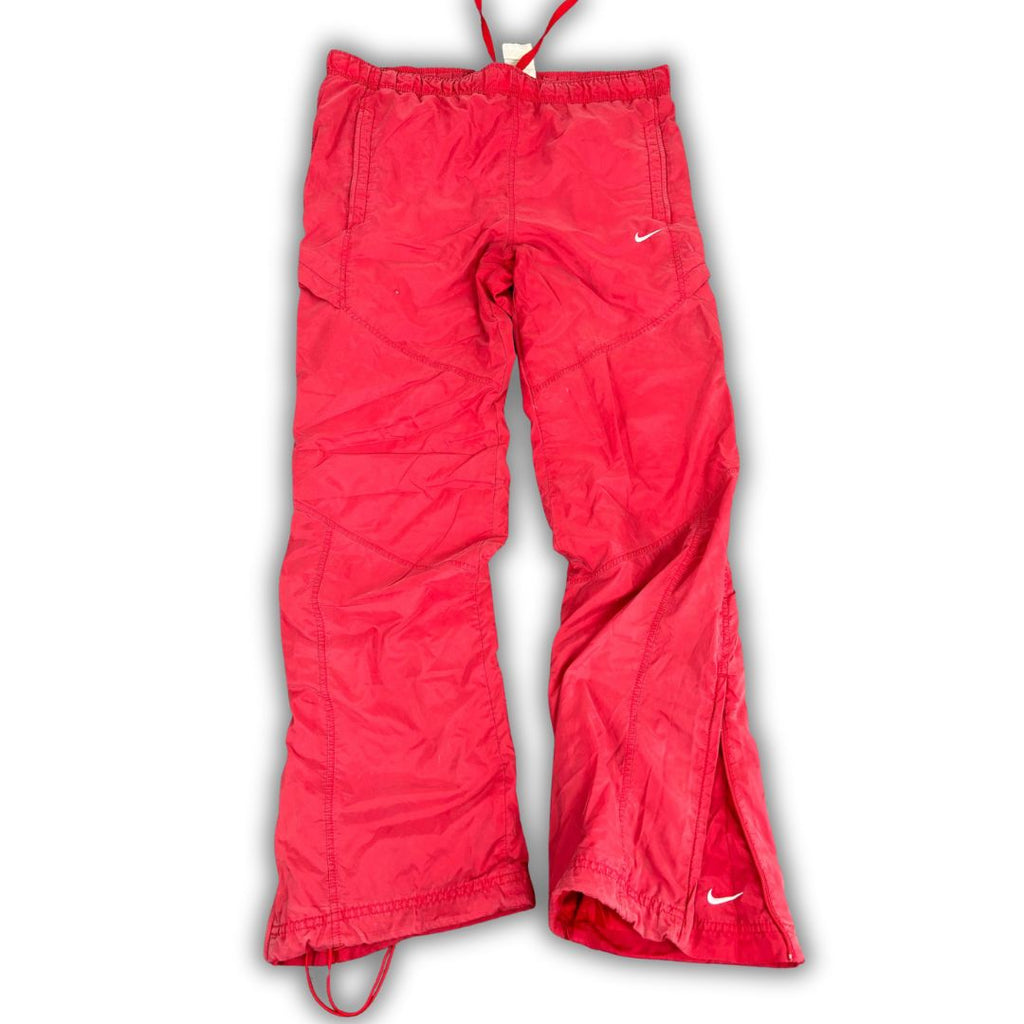 Vintage Y2K Nike Track Pants Men's M Red White Swoosh Stitching Detail Baggy Joggers