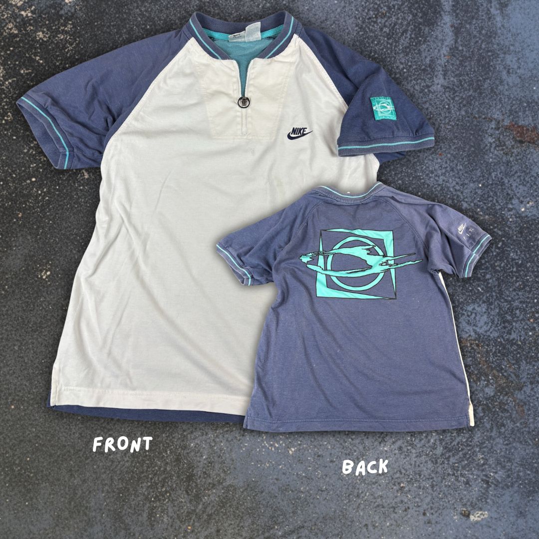 Vintage 90s Nike Court Agassi 1/4 Zip T-Shirt Size S White Navy Challenge Court Rare