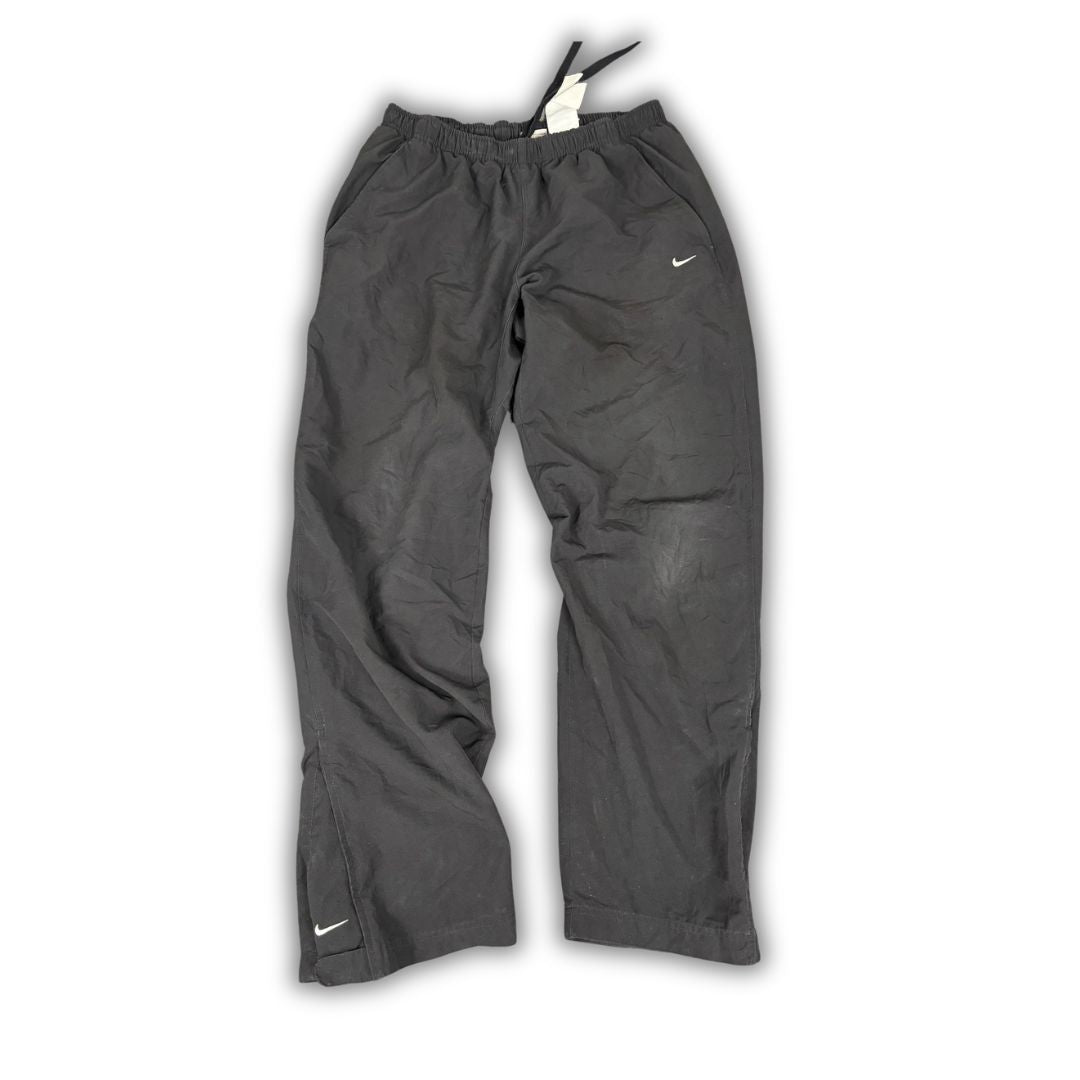 Vintage Y2K Nike Track Pants Men's L Black White Ankle Swoosh Joggers Wide Leg