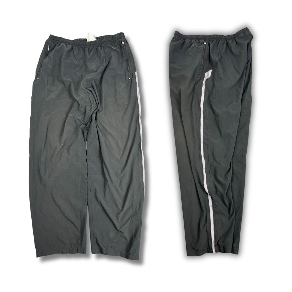 Vintage Y2K Nike FITDRY Track Pants Mens L Black Grey Panels Baggy Gym Joggers