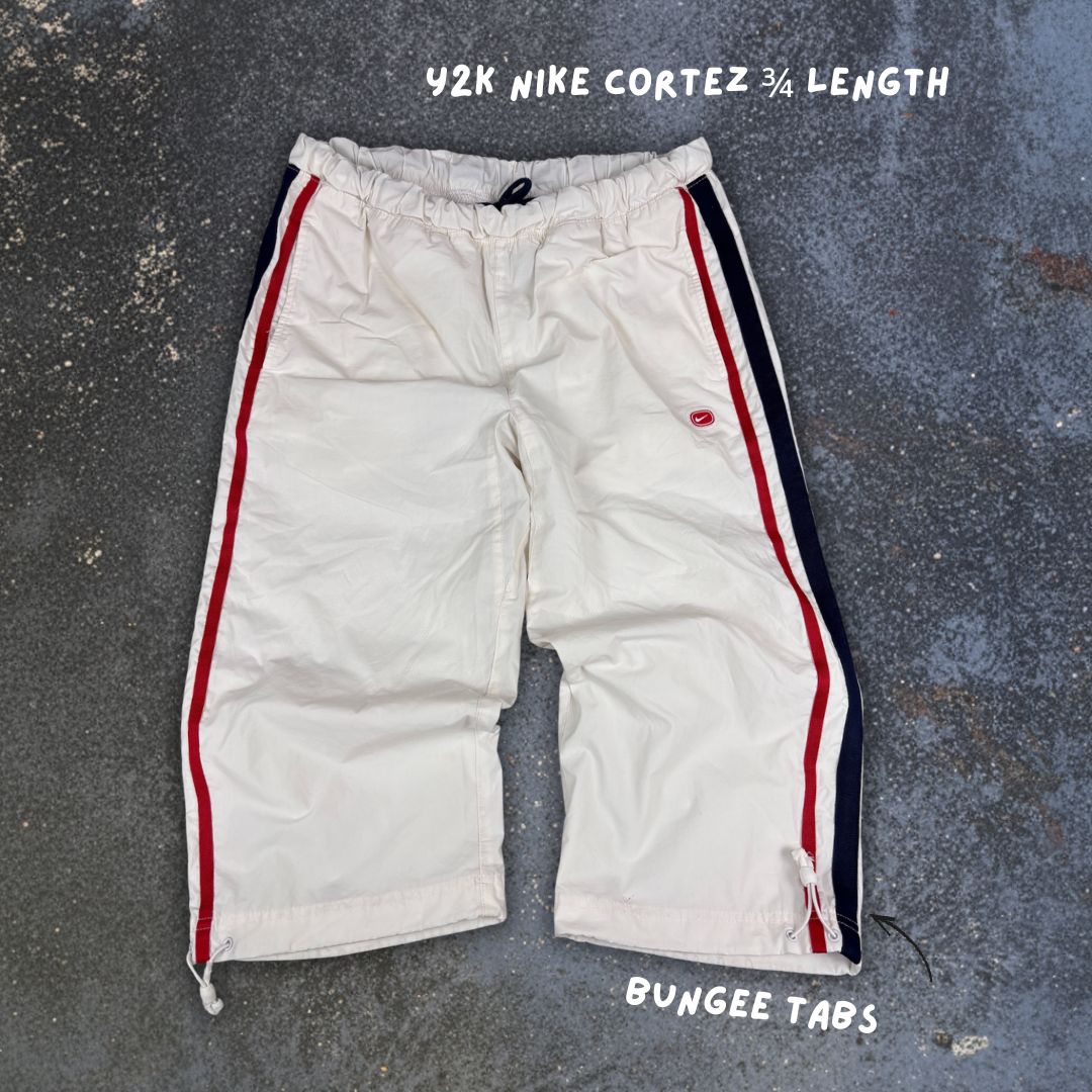 Vintage Y2K Nike Cortez 3/4 Track Pants Men’s M White Blue Red Bungee Tab