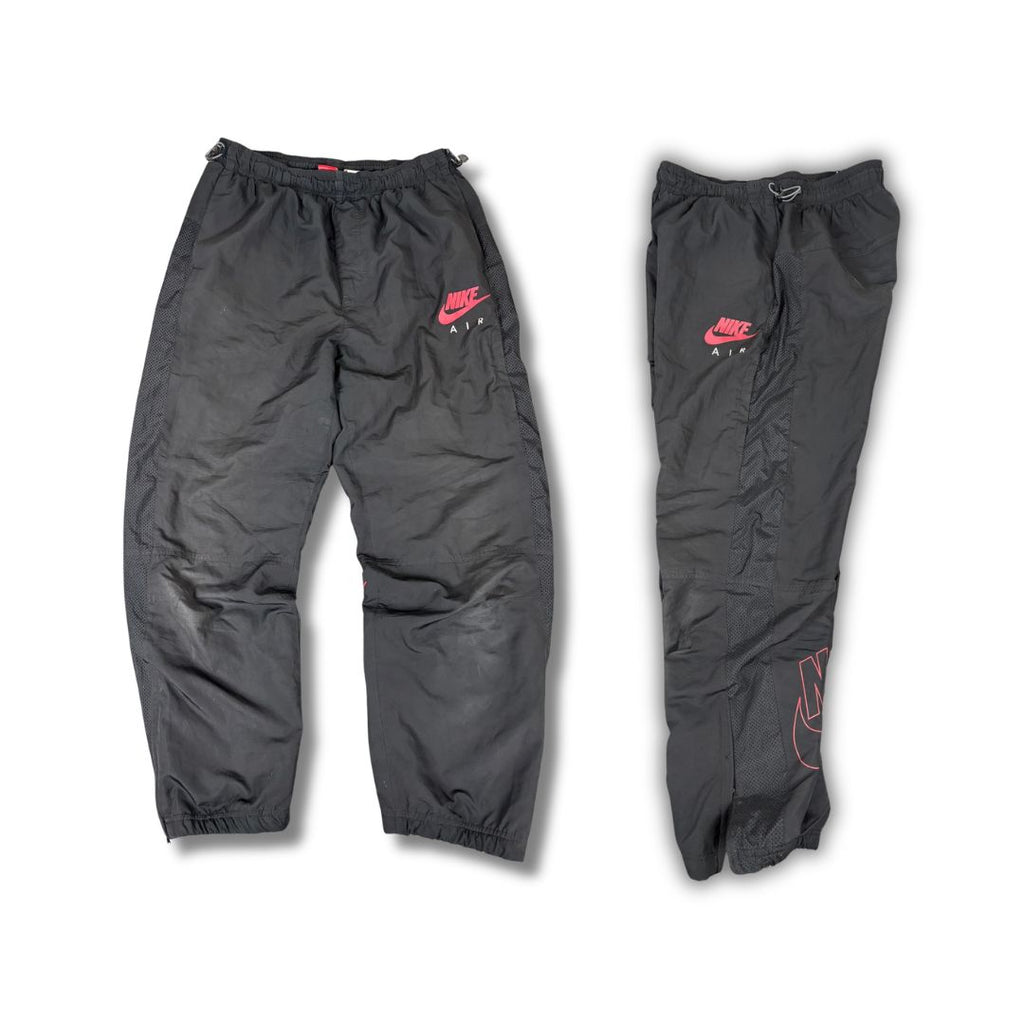 Y2K Nike Track Pants Men's L Black Red Spell Out Mesh Panel Joggers Tapered