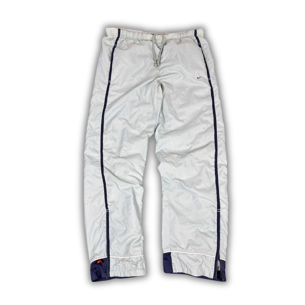 Vintage Y2K Nike Track Pants Women's M Blue Navy Panels Swoosh Joggers Straight Leg