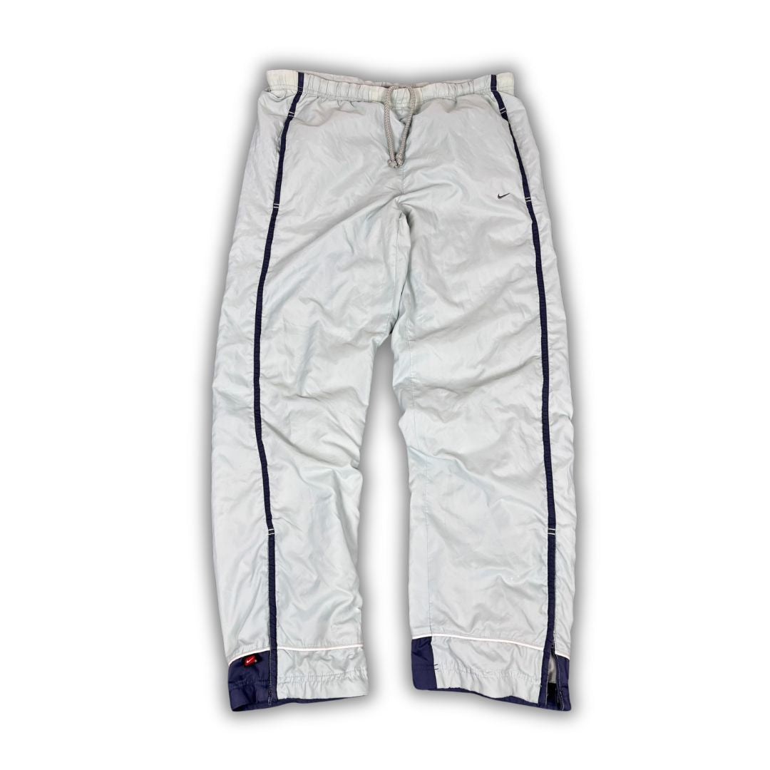 Vintage Y2K Nike Track Pants Women's M Blue Navy Panels Swoosh Joggers Straight Leg
