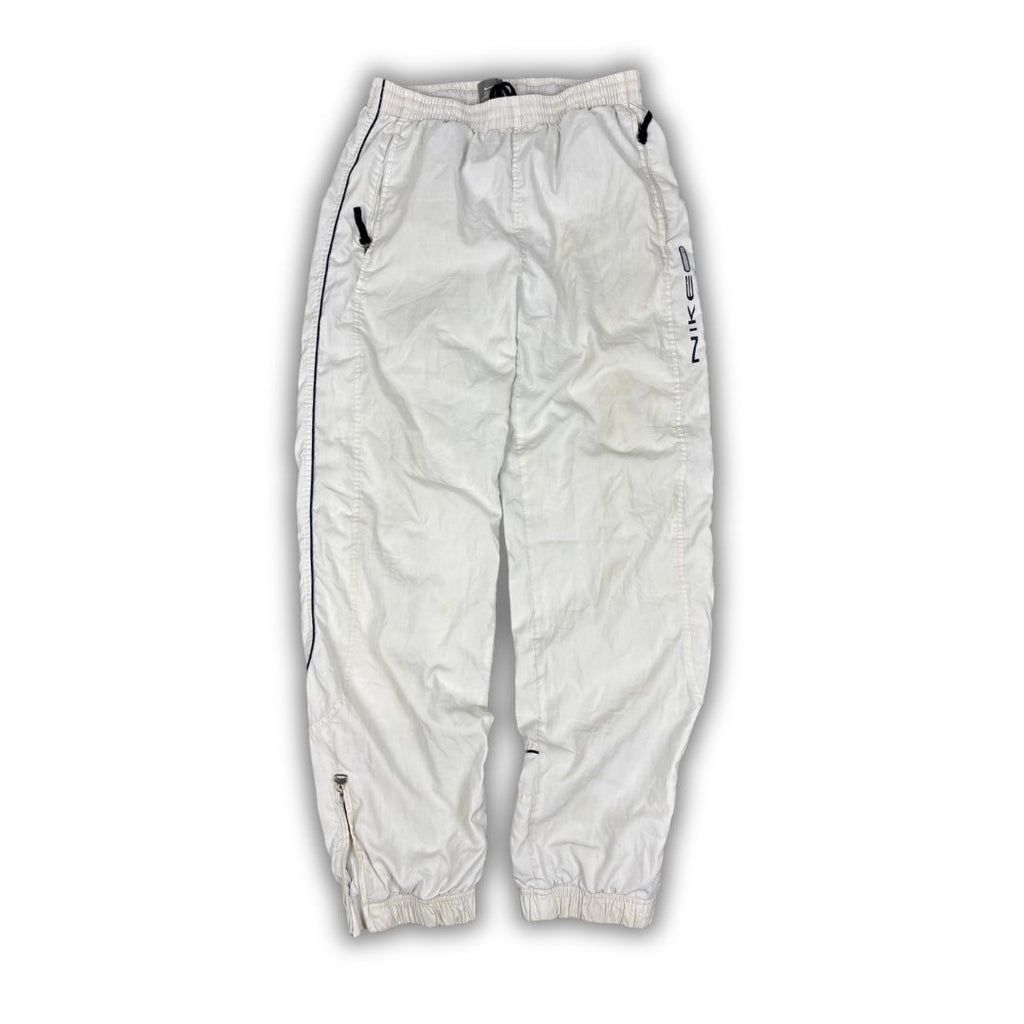 Vintage Y2K Nike Track Pants Women's S White Navy Piping Spell Out Logo