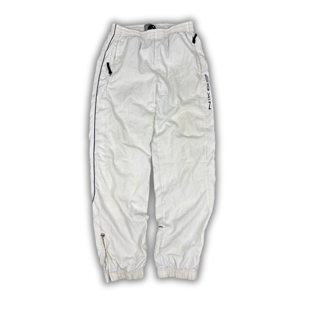 Vintage Y2K Nike Track Pants Women's S White Navy Piping Spell Out Logo