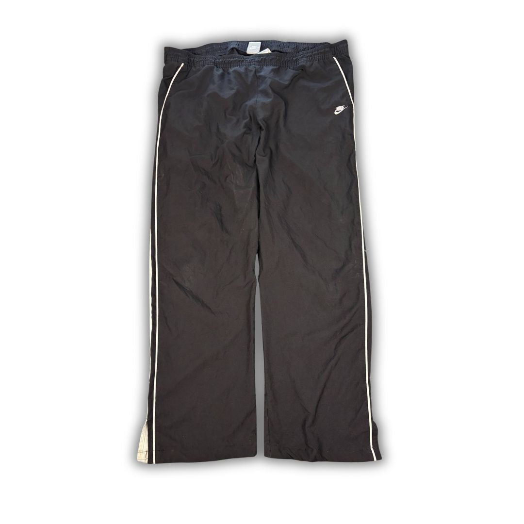 Vintage Y2K Nike Track Pants Women's XL Black white piping logo classic joggers Straight Leg