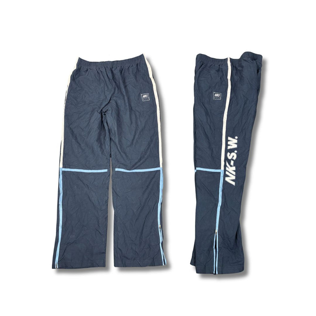 Vintage Y2K Nike Spain Track Pants Men's L Navy Blue Piping White Spell Out Joggers