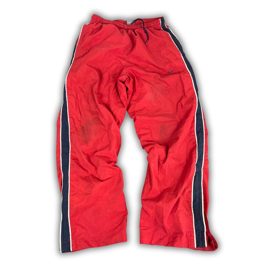 Vintage Y2K Nike Track Pants Men's M Red Navy White Piping Joggers Bottoms Wide Leg