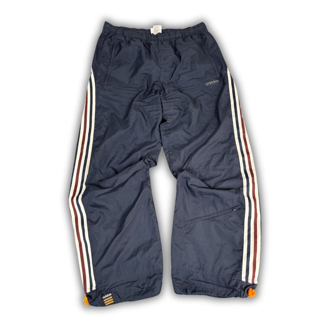 Vintage Y2K Adidas Track Pants Men's M Navy Cargo 3 Stripe Bungee Ankle Baggy Jogger