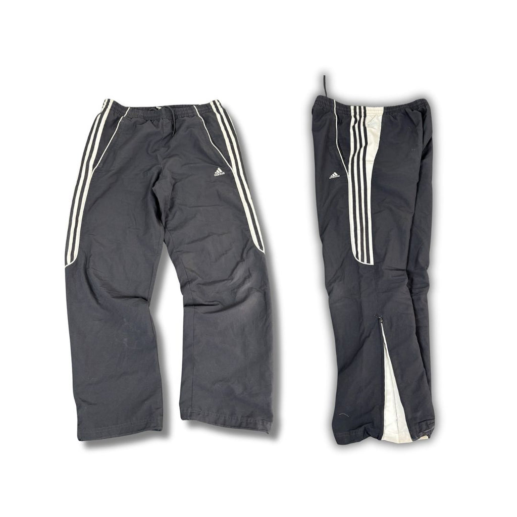 Vintage Y2K Adidas Track Pants Men's S Grey White Piping 3 Stripe Joggerss Straight Leg